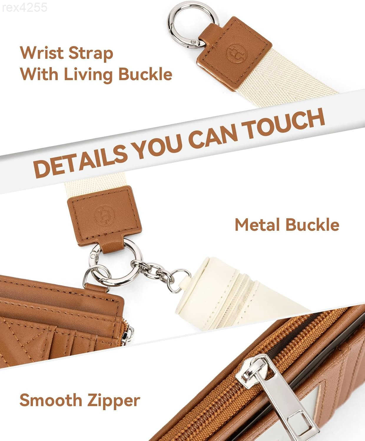 Keychain Wallet RFID Leather Credit Card Holder Wristlet Wallets for Women with Coin Purse Lipstick Case BeigeBrownW250911