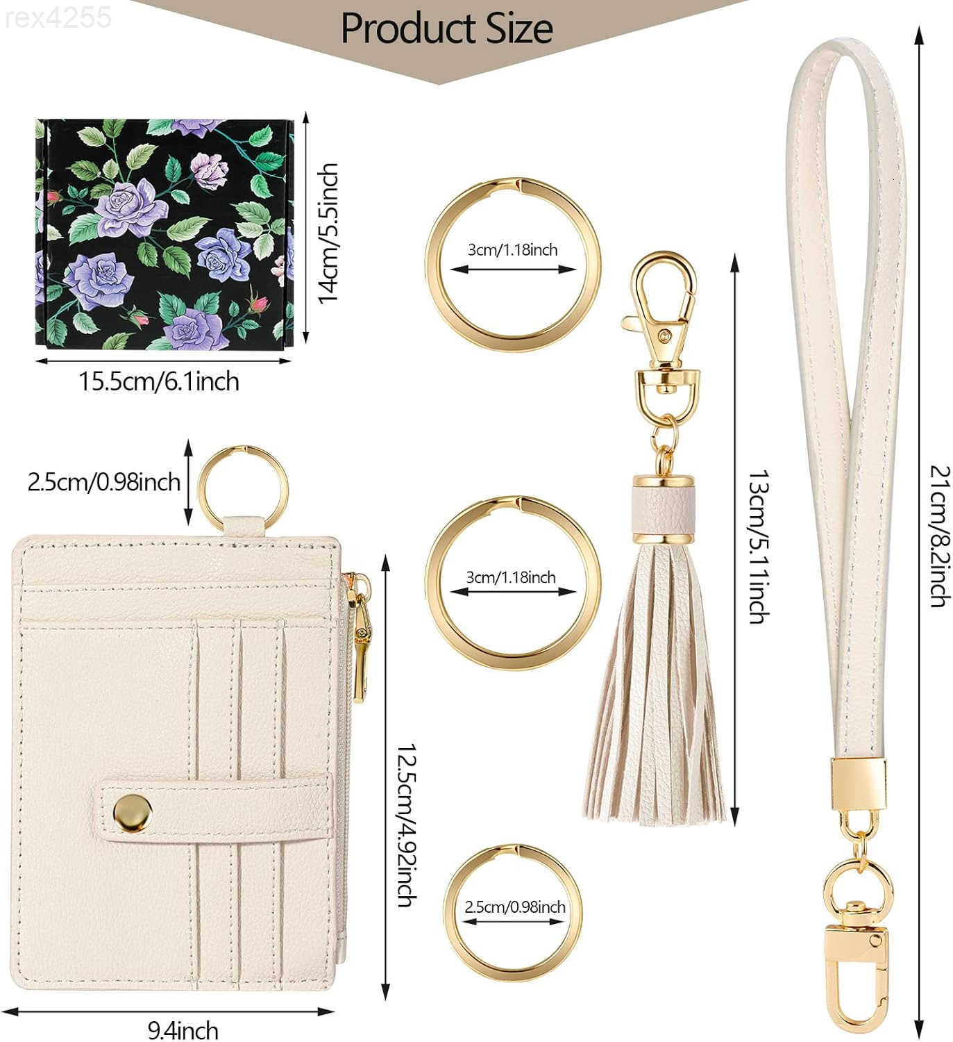Wristlet Bracelet Keychain Wallet for Women 9 Slots Credit Card Holder Tassel Purse Silicone Key Ring with Gift BoxW250911
