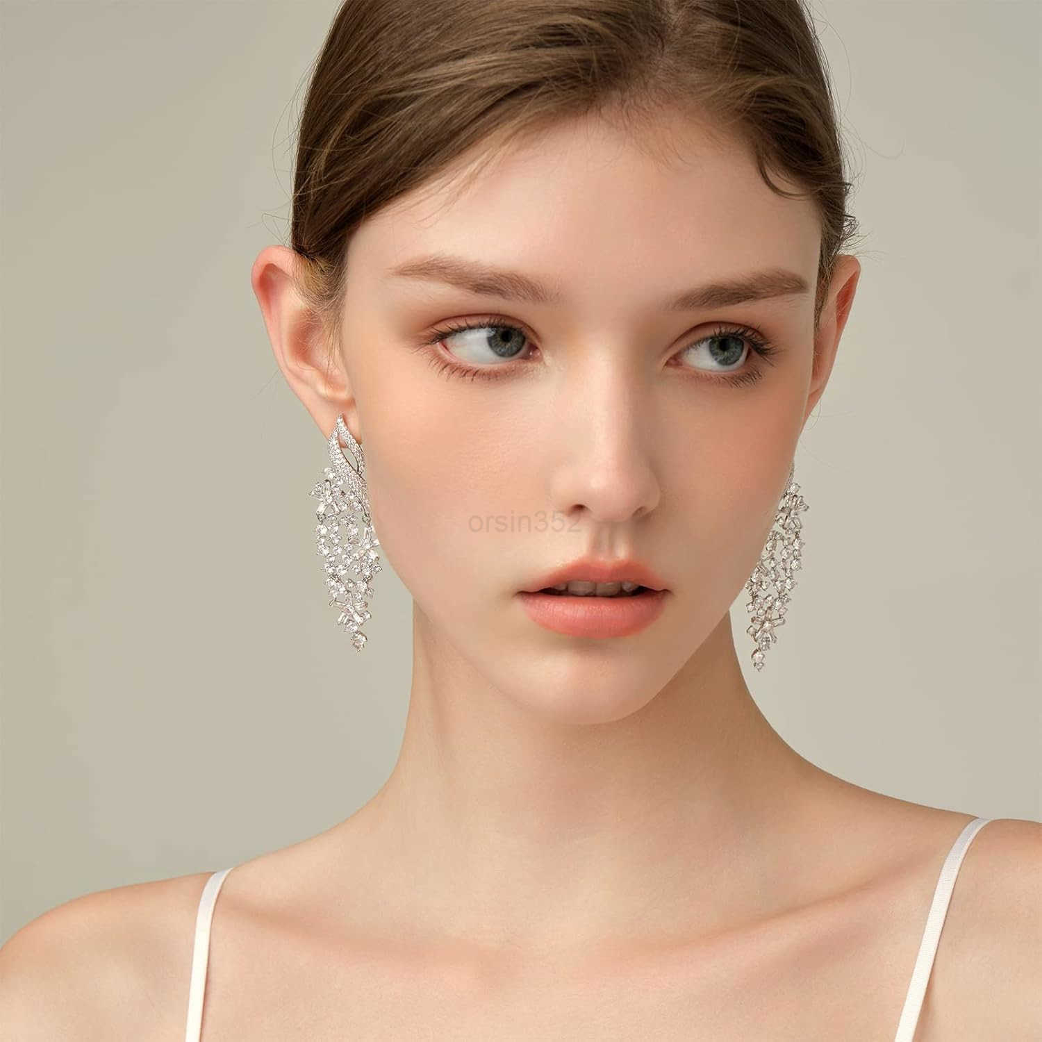 Gemstone Drop Dangle Earrings Rhinestone Cluster Earrings Luxury Bridal Flower Fashion Jewelry 18K Gold Plated 925 Sterling Silver Posts Sparkly Eveni