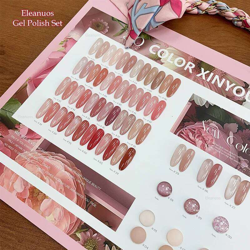 Eleanuos Whitening Nude Set Gel Polishing 30Pcs Mixed Varnish Ice Penetrating Skin Jade Grease Jelly Color UV Nail Salon