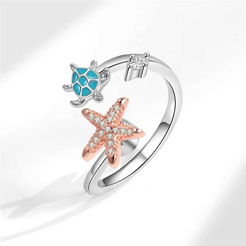Bohemia Anti Stress Anxiety Fidget Spinner Starfish Turtle Finger Ring for Women Summer Holiday Jewelry Rotating Freely Rings W250911