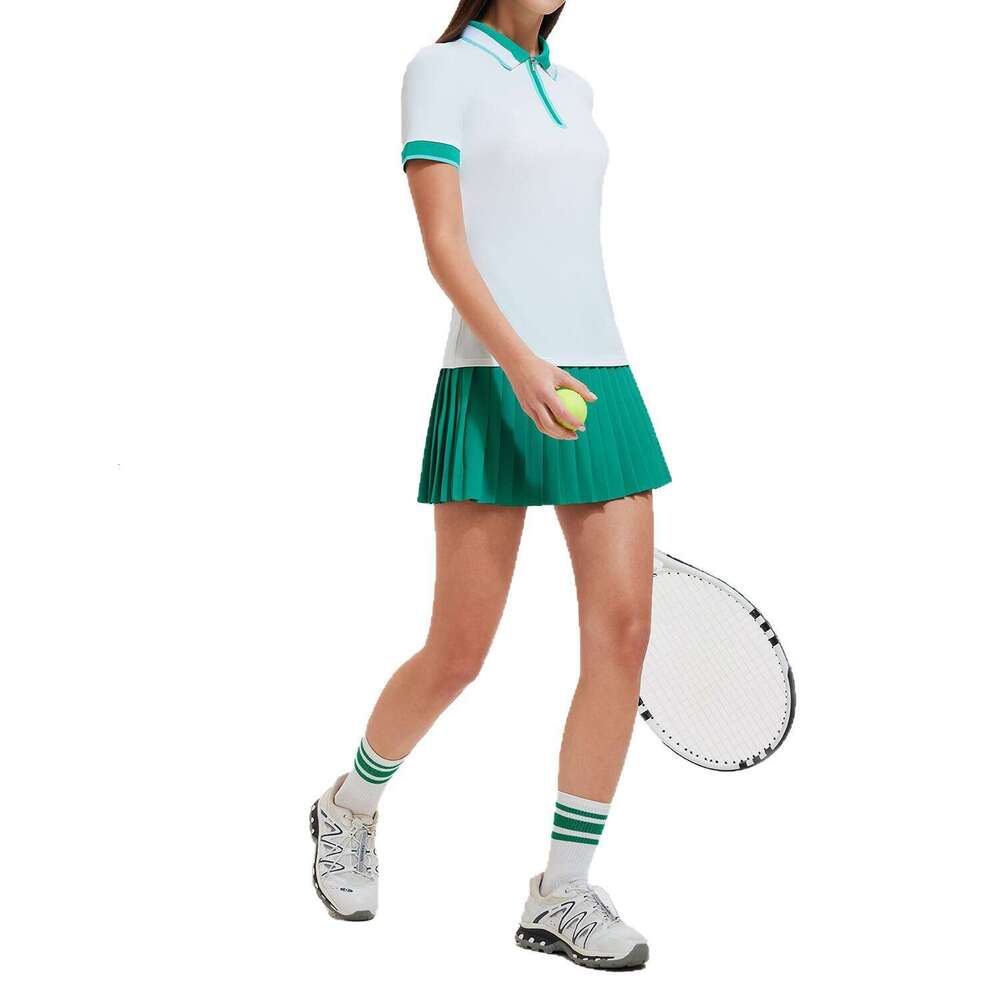 Cross-Border New Sports Top Women Summer Polo Collar Quick-Dry Breathable Running Fiess Skirt Tennis Outfit Set