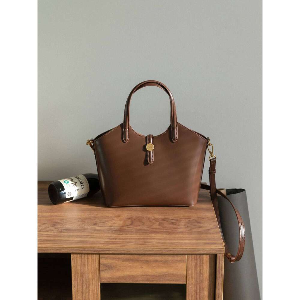 Retro Basket Tote Commuter Crossbody mat Leather Bag 2025 New Sle Youth Pure Color Everyday Handbag