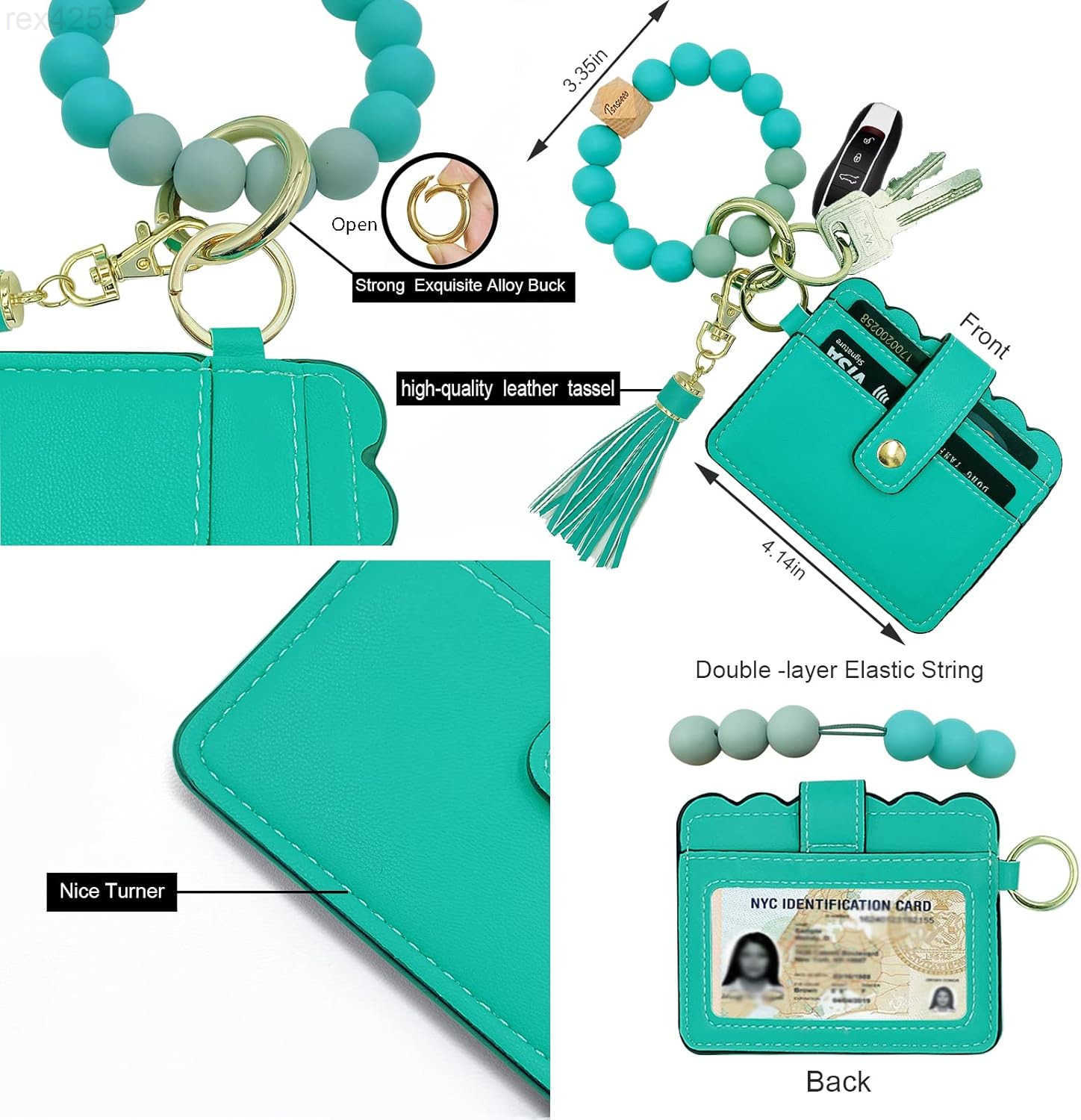 Keychain Wallet Wristlet Small Credit Card Holder Bracelet Key Chain Purse Bangle Tassel Beads Key Rings for WomenW250911