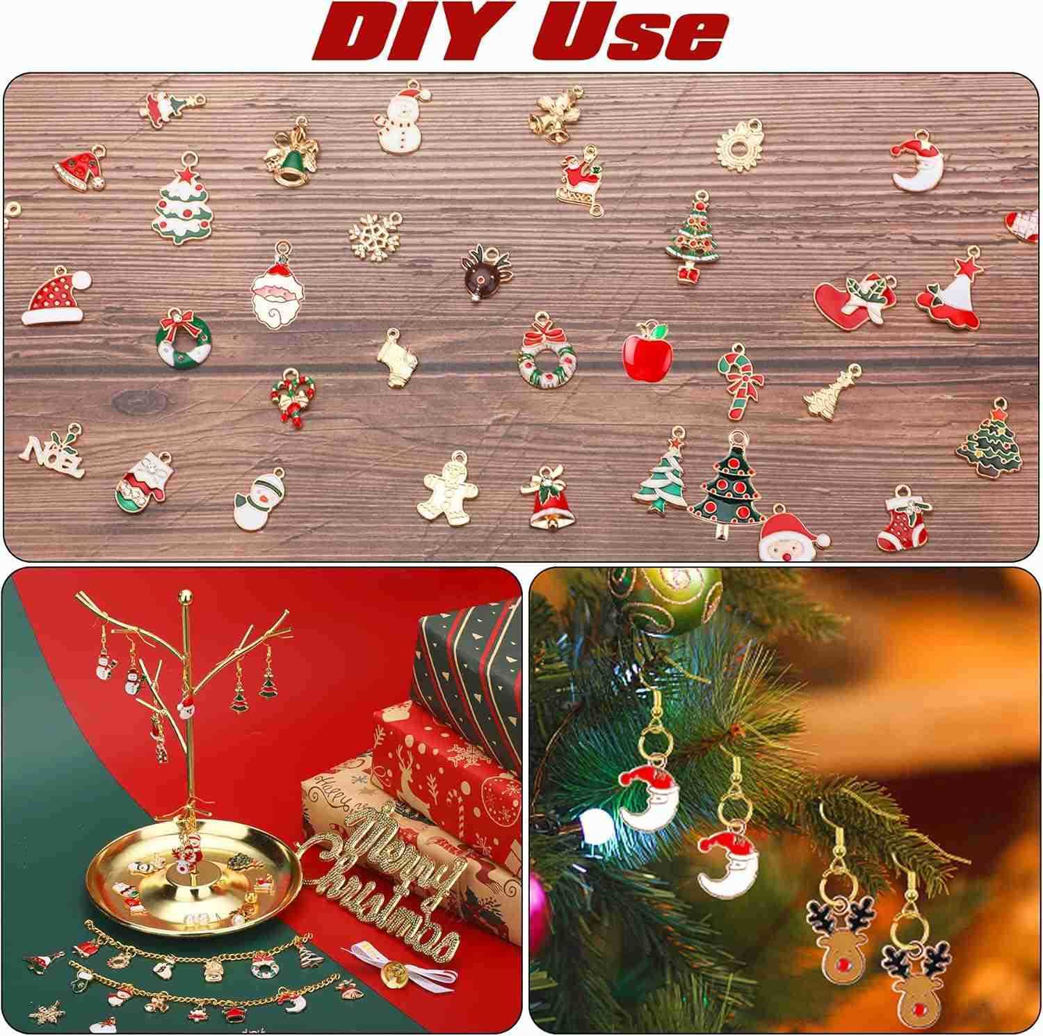 110Pcs Christmas Charms Gold Enamel Jewelry Making Charms Pendant for DIY Xmas Necklace Earring Craft SuppliesW250911