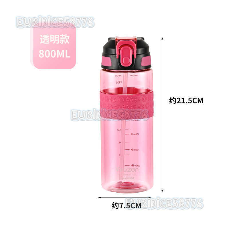 Summer Multicolor Sports Water Bottle with Scale and Straw H250911