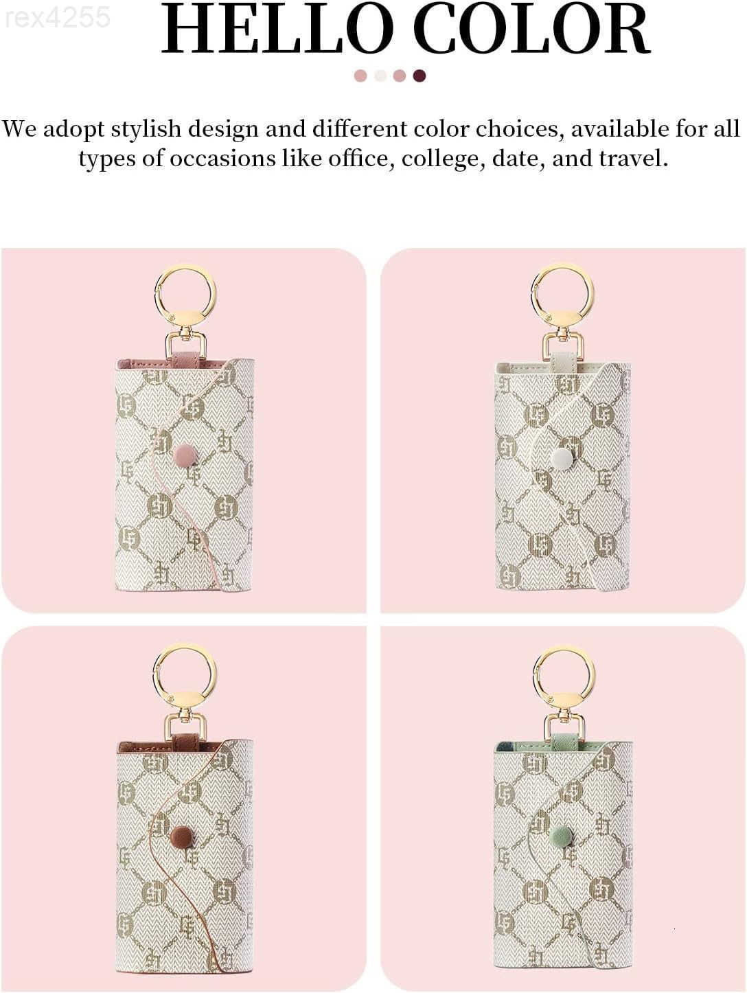 Women PVC Leather Car Key Chain Card Holder Wallet Pouch 6 Hook Snap Closure keys Money Organizer CaseW250910