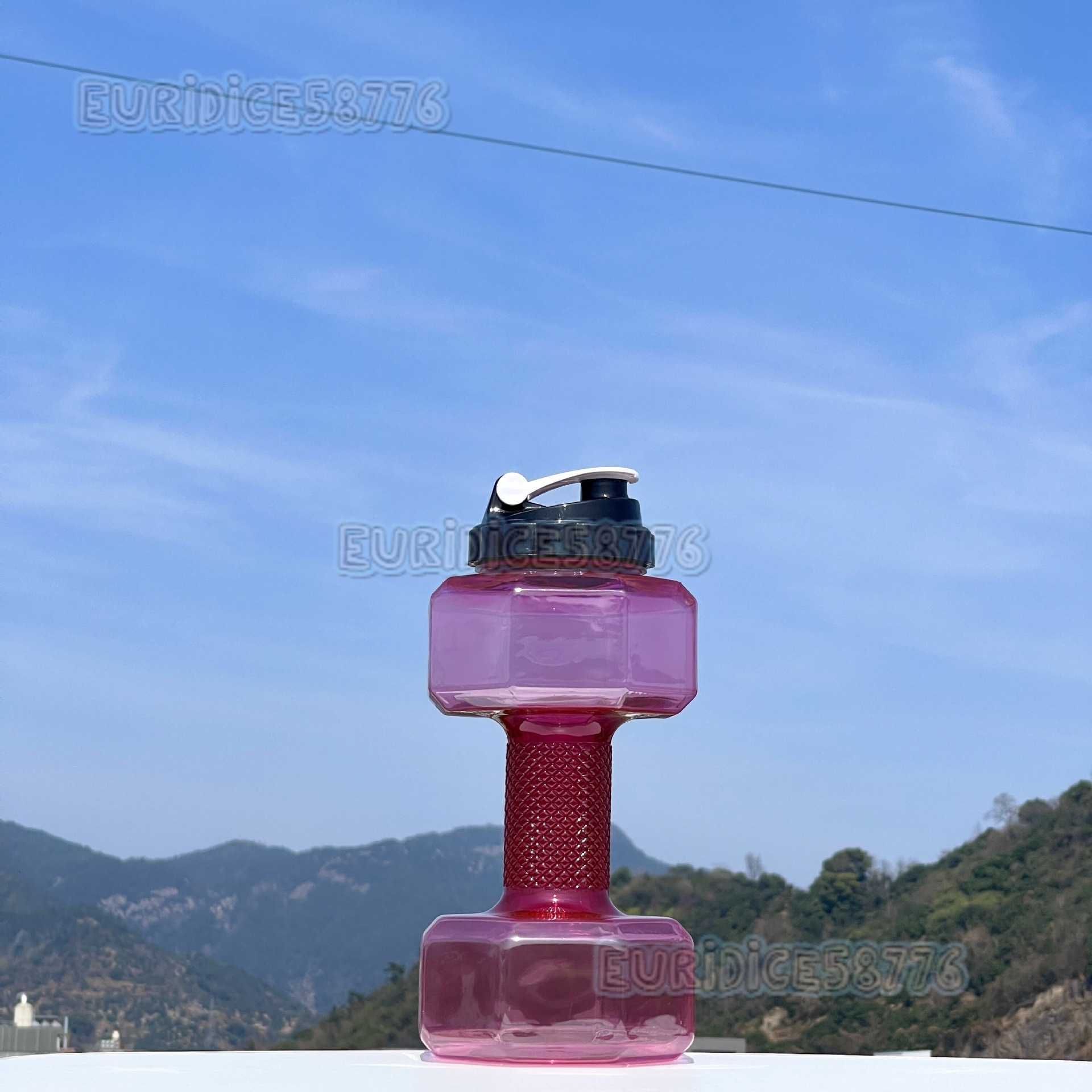 Creative Dumbbell Water Cup Fitness Refillable Plastic Cup 22l Large Capacity Outdoor Water Bottle Creative Fitness Water Cup H250911