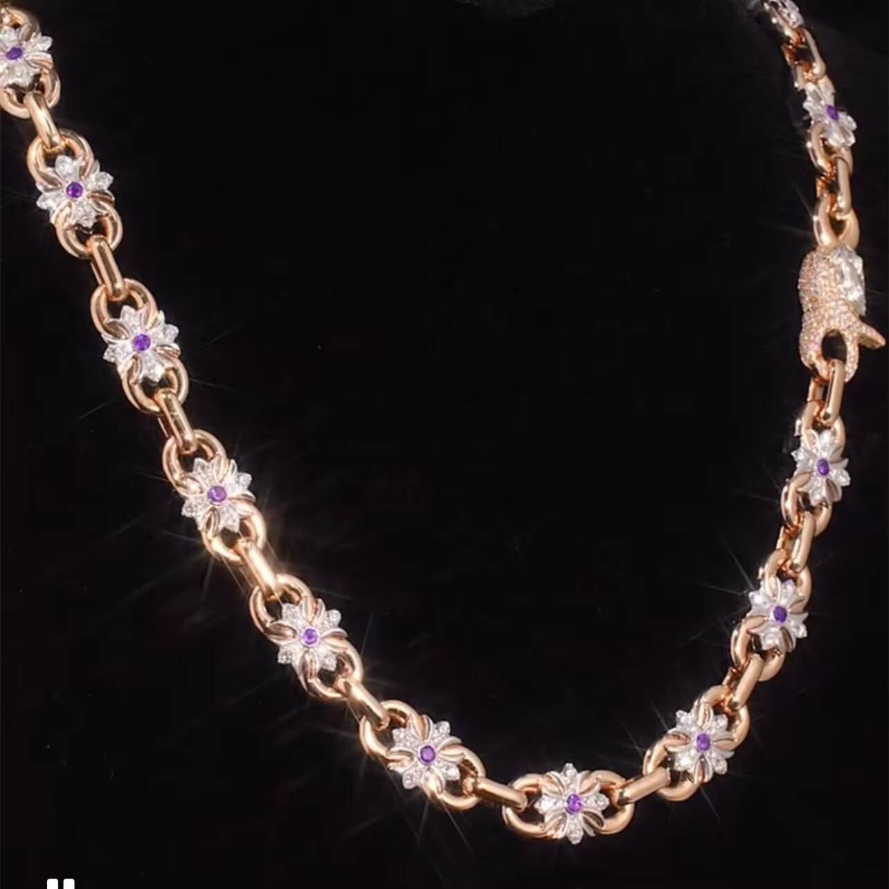 New Arrival Rose Gold VVS Moissanite Diamond Mariner Infinity Link Fancy Shape Clover Link 13MM Hip Hop Chain Necklace