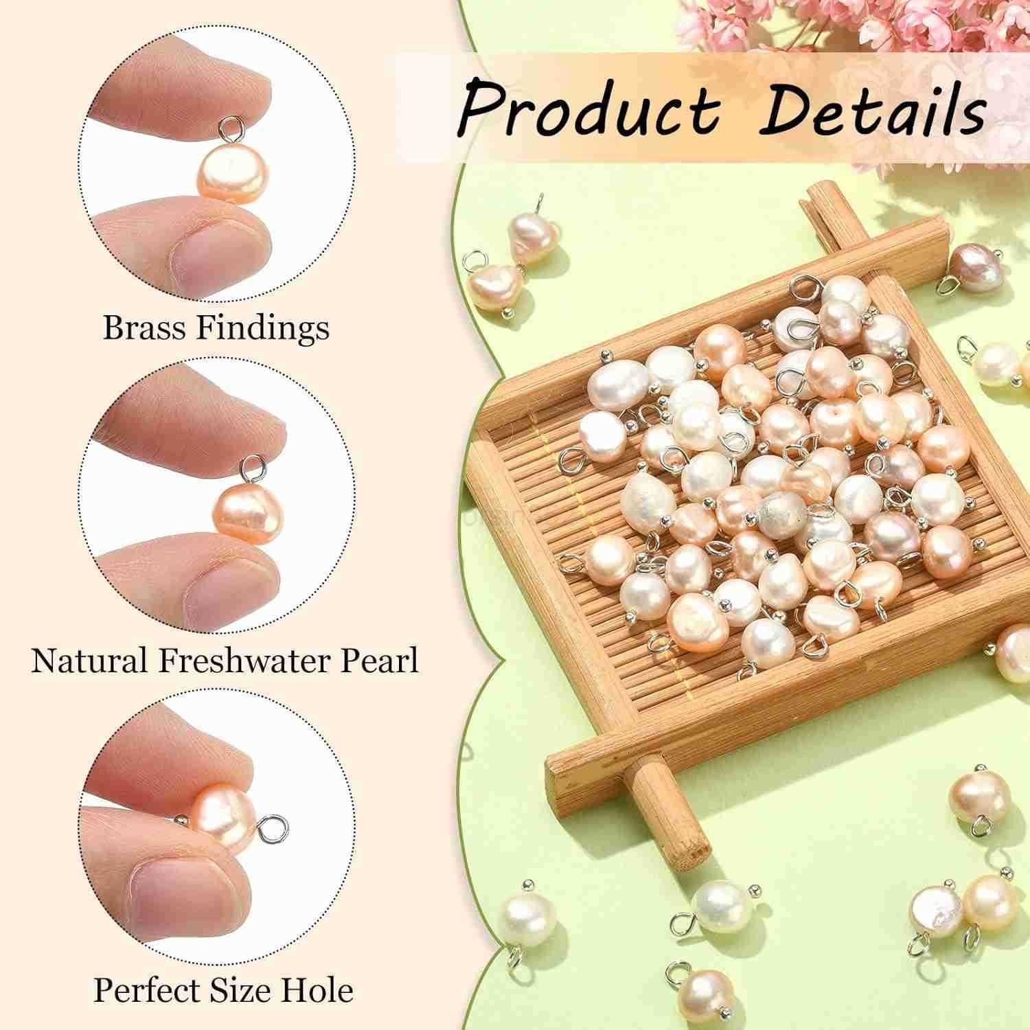 100 Pcs Natural Pink Cultured Freshwater Pearl Charms Bulk for Jewelry Making Earrings Necklace DIY CraftW250911