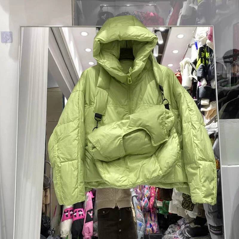 Winter Solid with Backpack Hooded Jacket Female Thick Quilted Parka Outwears Women White Duck Down Warm Short Jackets