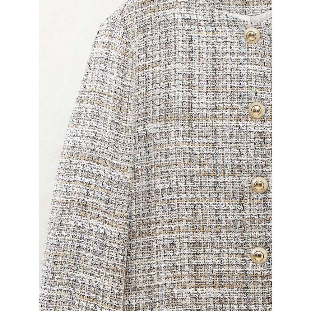 DHEssentials 2025 Fashion Small Fragrance Style Buttoned Textured Round Neck Long Sleeve Blazer Shorts