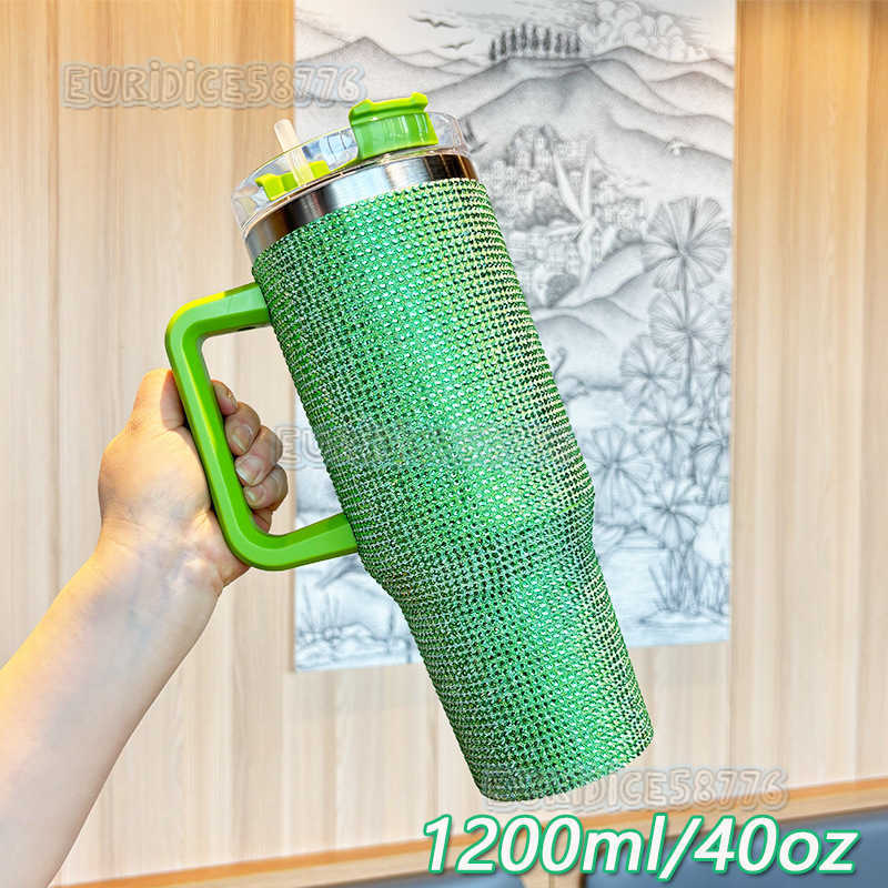 40oz Handle Car Insulated Cup with Handle Large Capacity Ice Stainless Steel Straw Cup H250911