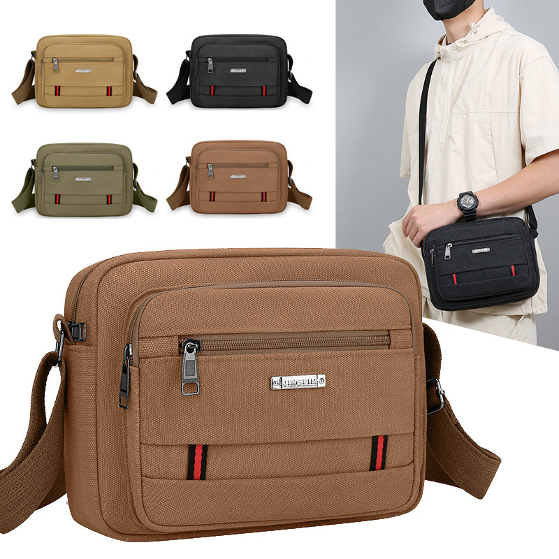 New Free Shipping Capacity Single Shoulder Bag Business Designer Bag Multi Layer Simple Textured Canvas Bag Lightweight Commuter Luxury Bag Men S Cros