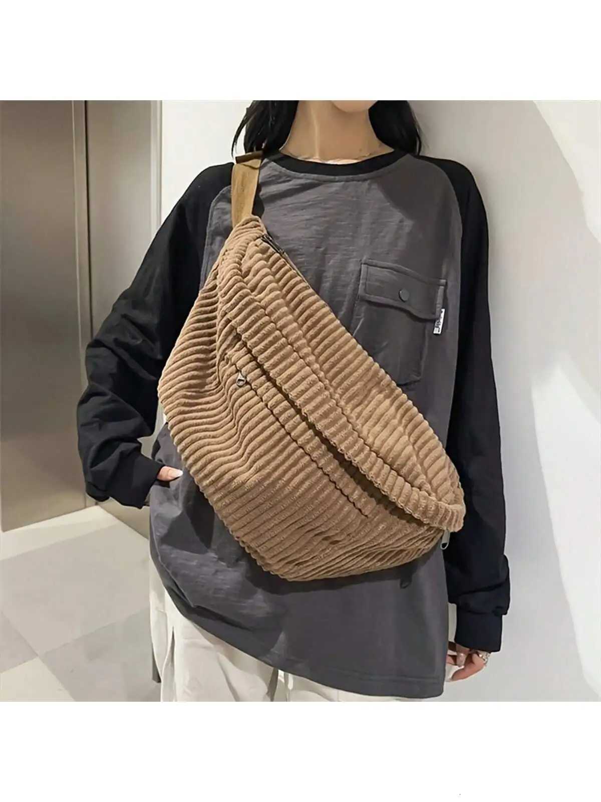 1pc ExtraLarge Corduroy Sling Bag Stylish Crossbody for All Occasions Spacious MultiPurpose Comfortable Design Z250911
