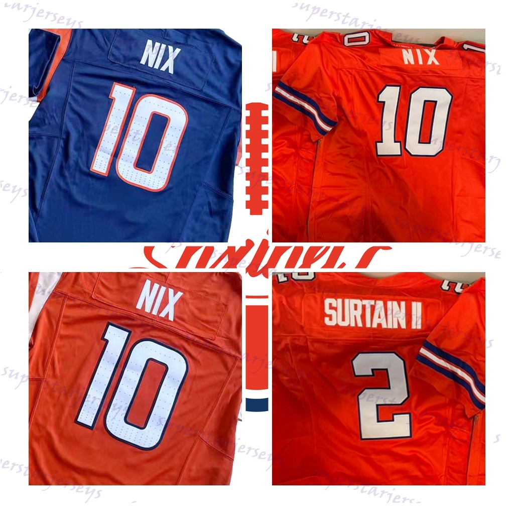 Personalized Custom Football Jersey Bo Nix John Elway Patrick Surtain II Peyton Manning Custom Embroidered Letter Number