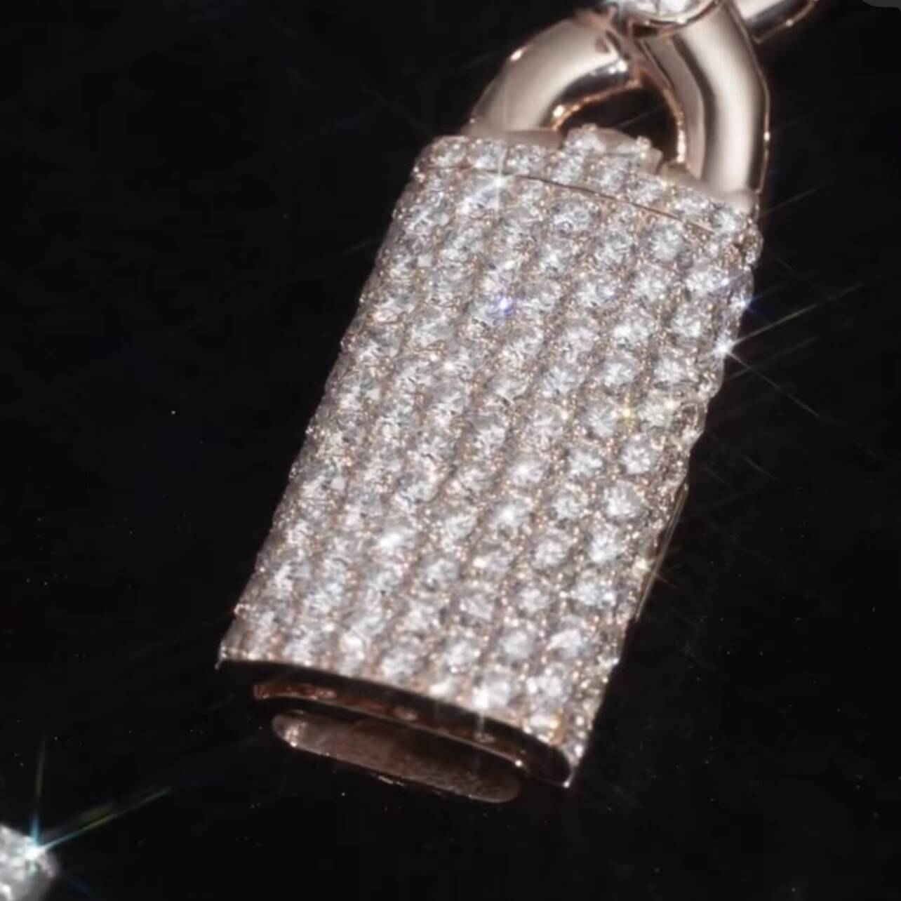 New Design Rapper Jewelry 13MM Infinity Link Chain Rose Gold VVS Moissanite Hip Hop Iced Out Chain Necklace