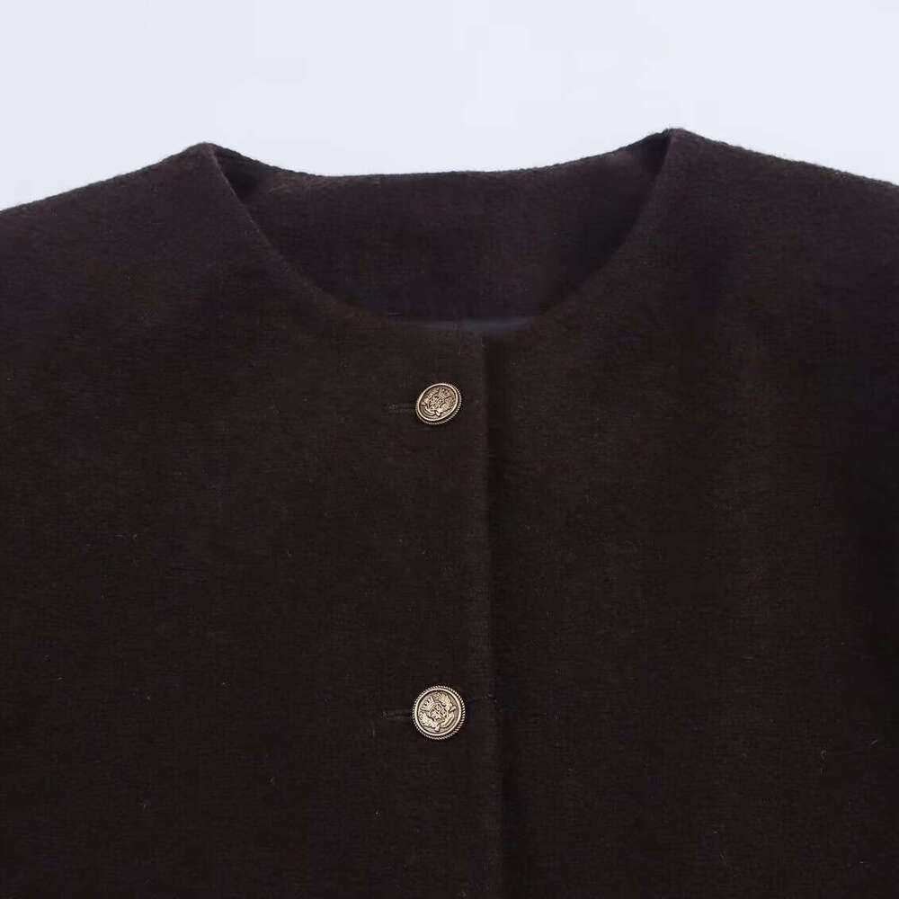 DHEssentials 2025 New Fashionable Elegant Little Chanel Style Round Neck Short Woolen Coat 0602367571