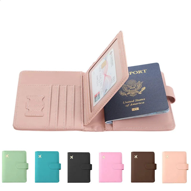 Leather Passport Holder Covers Case Waterproof Travel Credit Card Wallet Cute Passport Book for WomenMen Buckle Passport Cover250906