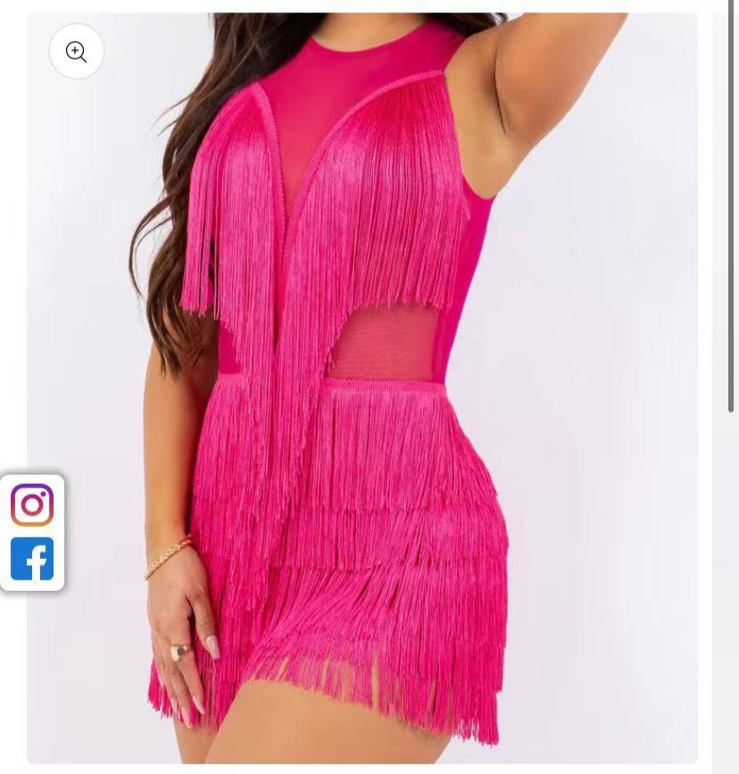 Mini Short Tassel Prom Dresses Sleeveless Fuchsia Cocktail Party Gown Sleeveless Special Occasion Dress