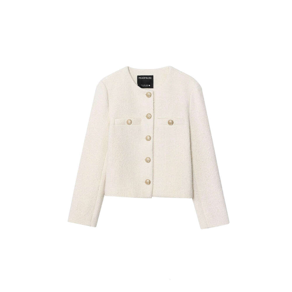 DHEssentials Autumn New French Style Socialite High-End Chanel-Inspired Tweed Jacket with Metal Buckle