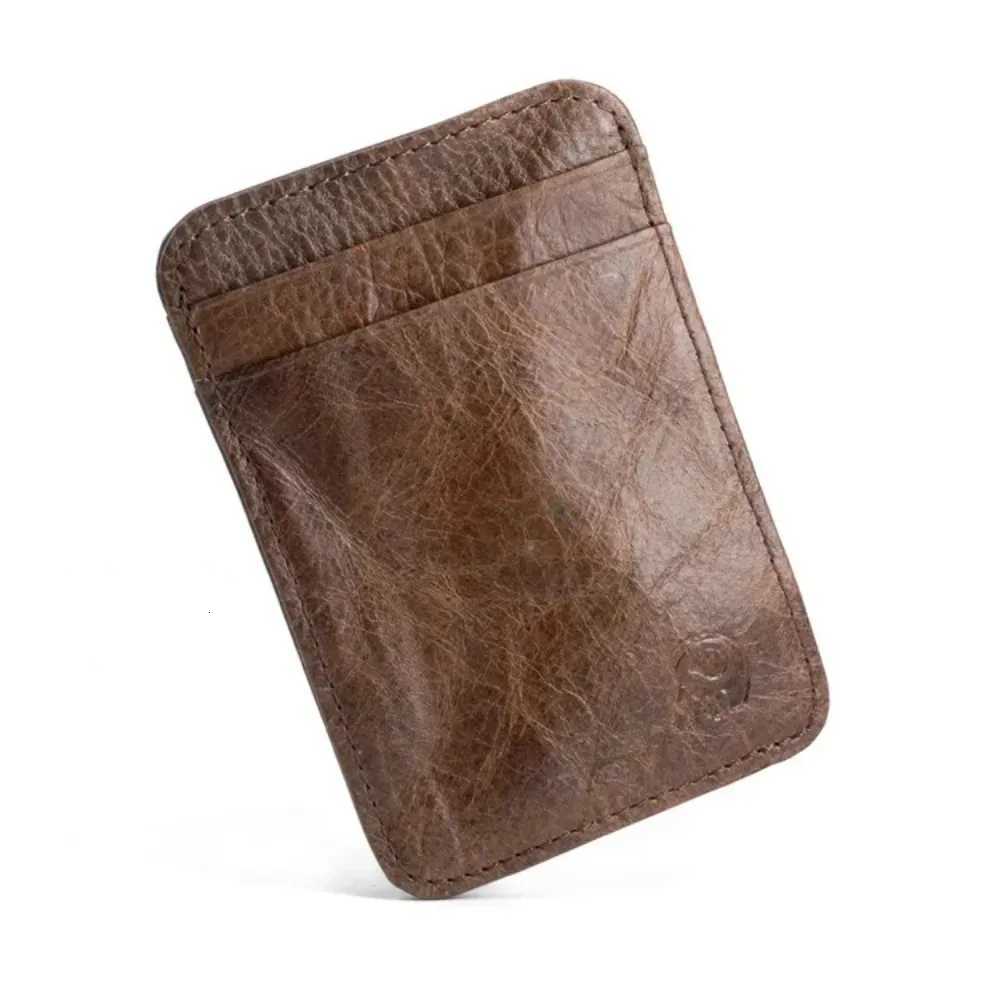 Fashion 100 Genuine Leather Thin Bank Credit Card Case Mini Card Wallet Men Bus Card Holder Cash Change Pack Business ID Pocket W250911