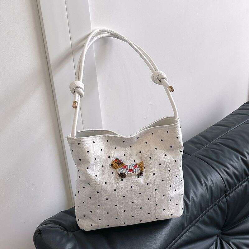 Women's 2024 Autumn New Simple Polka Dot Design Fashionable Elegant Cute Single Shoulder Crossbody Bucket Bag
