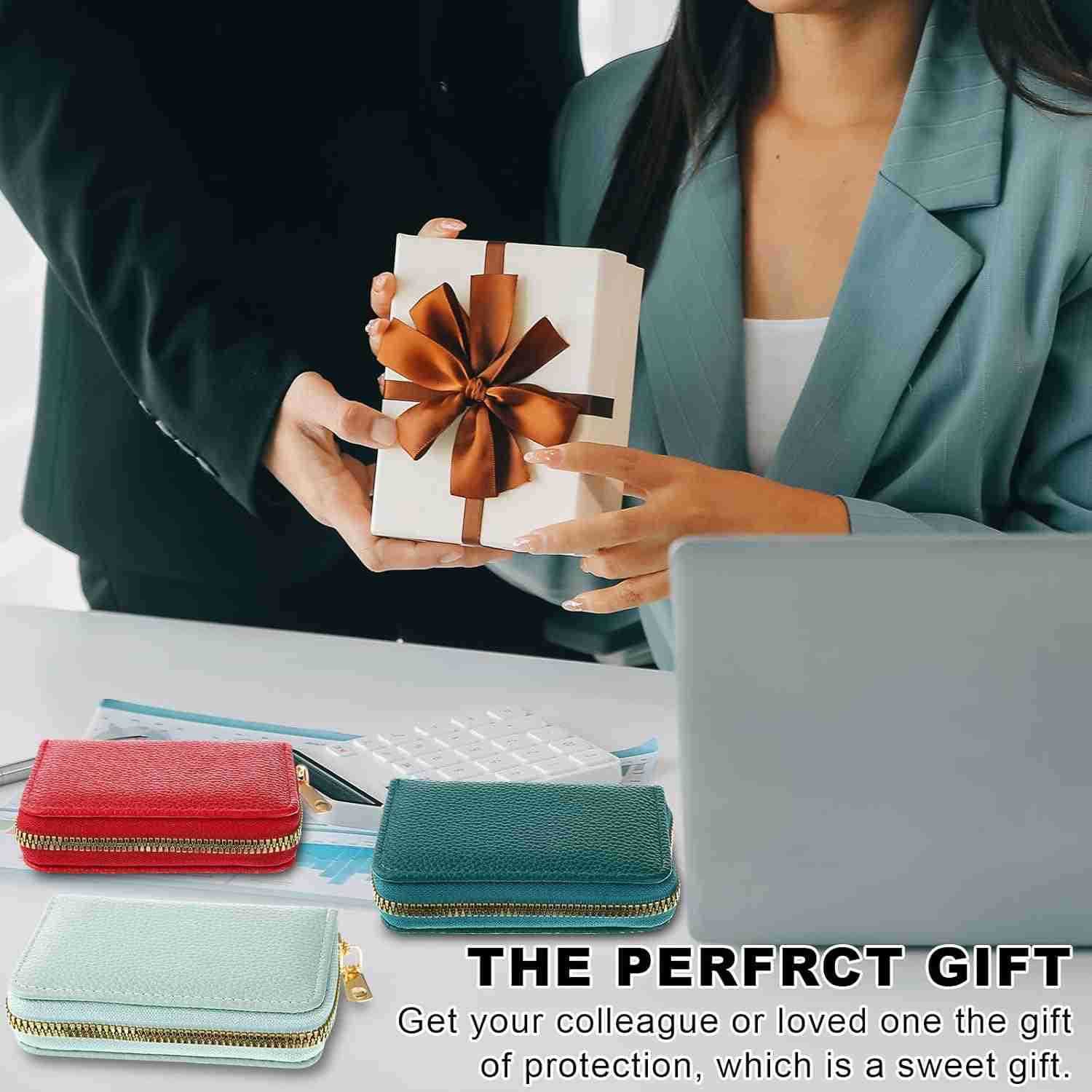 12 Pcs RFID Blocking PU Leather Wallet Zipper Credit Card Wallet Small Business Accordion Card Cases Holder ID Hard Case for Women Men Multicolor 11 P
