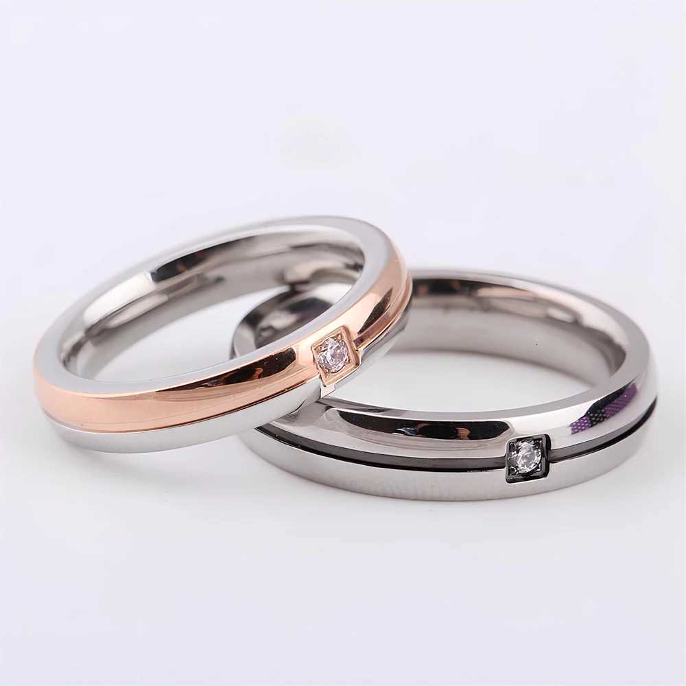 Wedding Engagement Band Unique Stainless Steel Jewelry 2025 New Fashion AAA Cubic Zircon Couple Rings for Women Men W250911