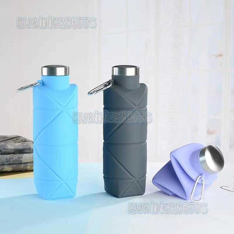 Folding Diamondshaped Water Cup Outdoor Portable Sports Water Cup Steel Lid Cup Creative Water Bottle H250911