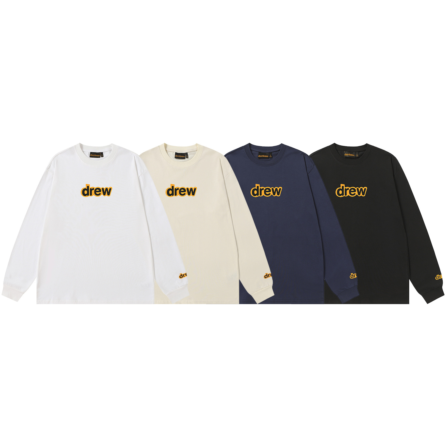 Drew House New drew Classic tape letters T Shirt Men's and Women's Long Sleeve Tshirt Designer Luxury
