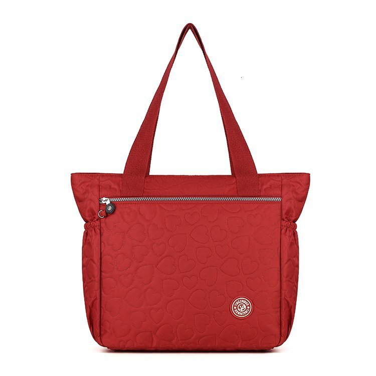 Korean Style Fashion Heart Embroidery Handbag Luxury Bag Large Capacity Solid Free Shipping Color Simple Shoulder Bag Designer Bag Outdoor Middle Aged