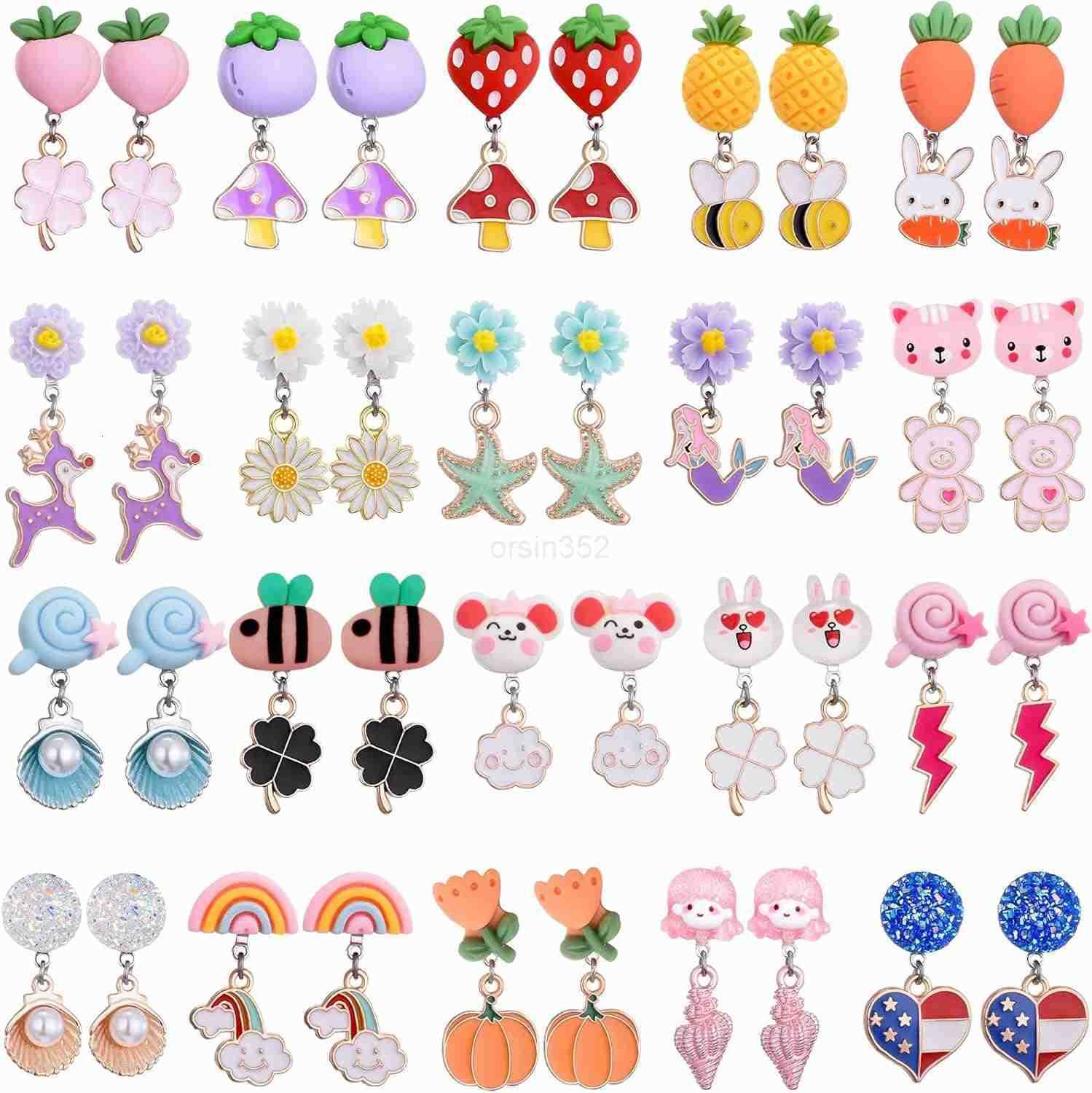20 Pairs Clip on Earrings Cute Clip Earrings HypoallergenicDressUp AccessorieW250911