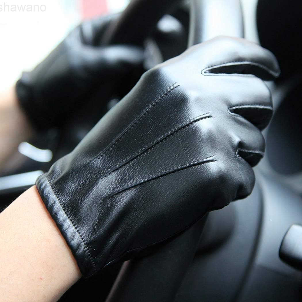 Long Keeper Men Leather Touchscreen Gloves Winter Driving Warm Wrist GlovesW250911