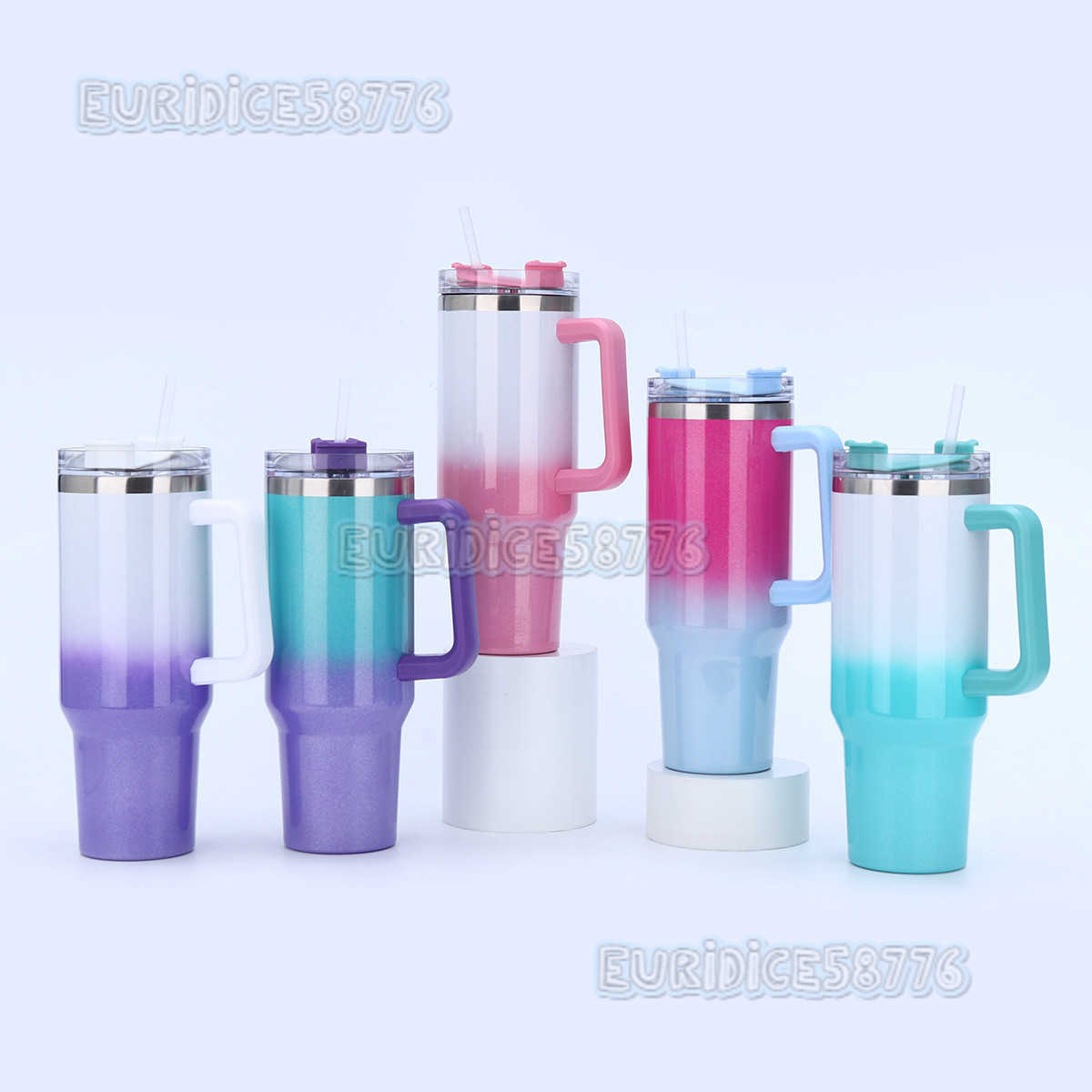 40oz Gradient Straw Ice Cup 304 Stainless Steel Insulated Cup Large Capacity Portable Car Cup H250911