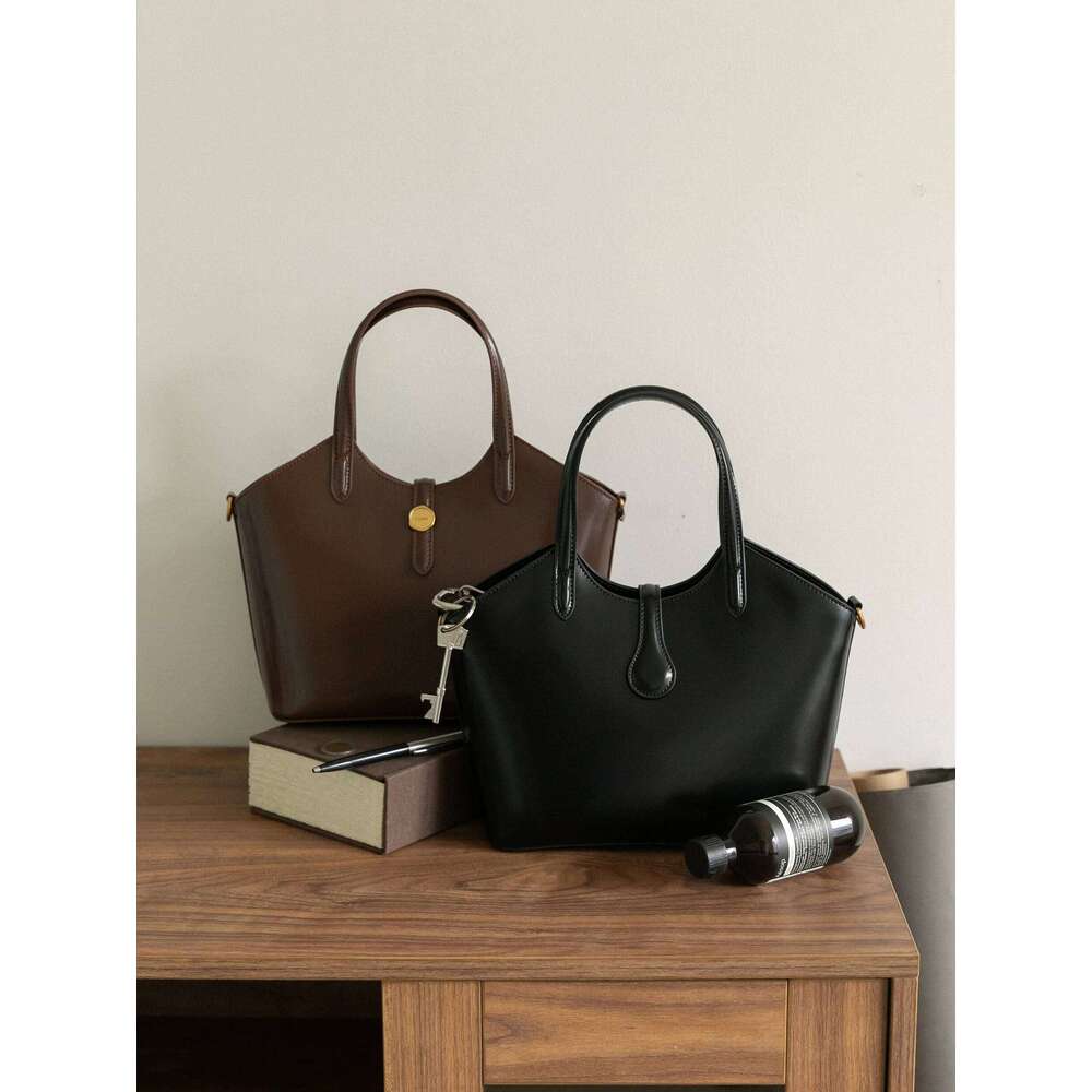 Retro Basket Tote Commuter Crossbody mat Leather Bag 2025 New Sle Youth Pure Color Everyday Handbag