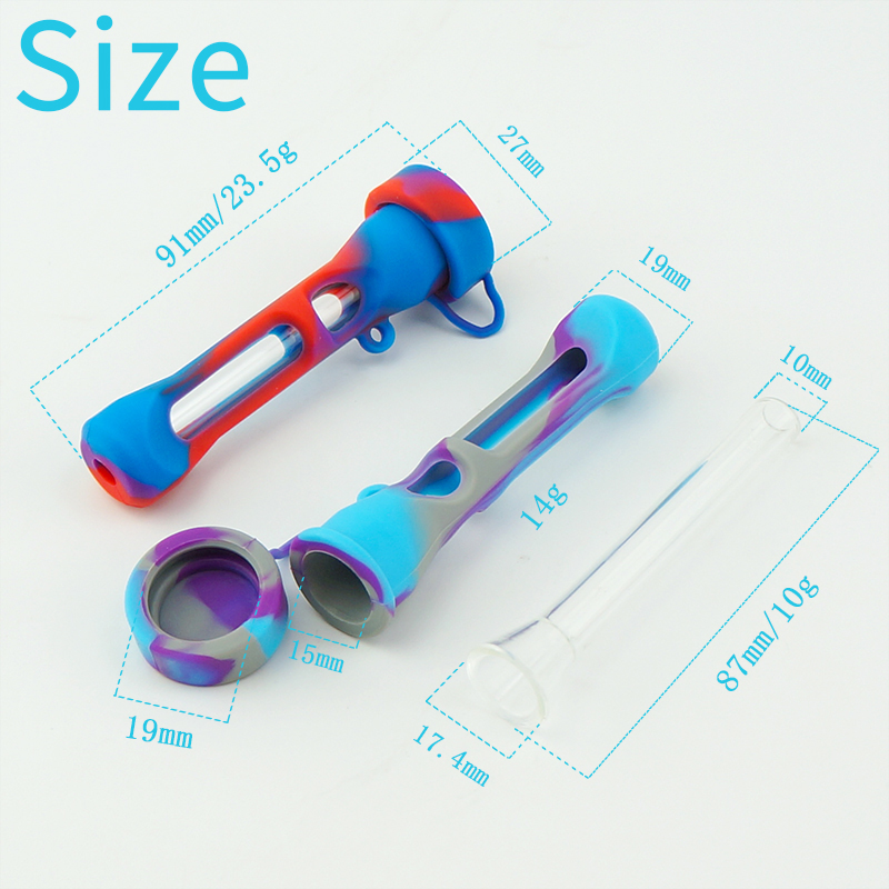 Silicone Smoking nectar collector pipes Colorful Silicone Hand Pipe For Tobacco Dry Herb Spoon Galss water Tobacco Pipes With Holes Glass Bowl Smoking