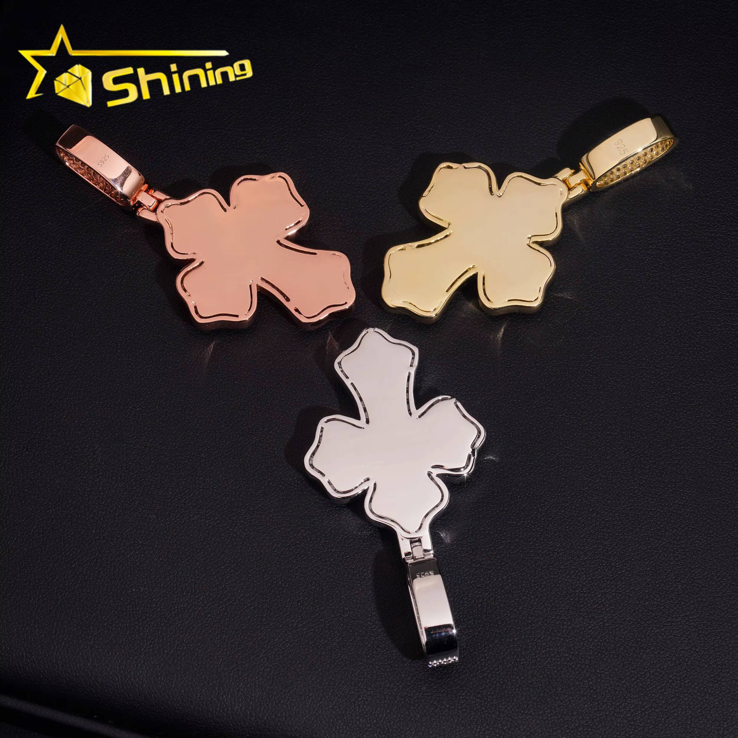 Factory Wholesale Price Hip Hop Jewelry 925 Sterling Silver D Color Men Necklace VVS Baguette Moissanite Iced Out Cross Pendant