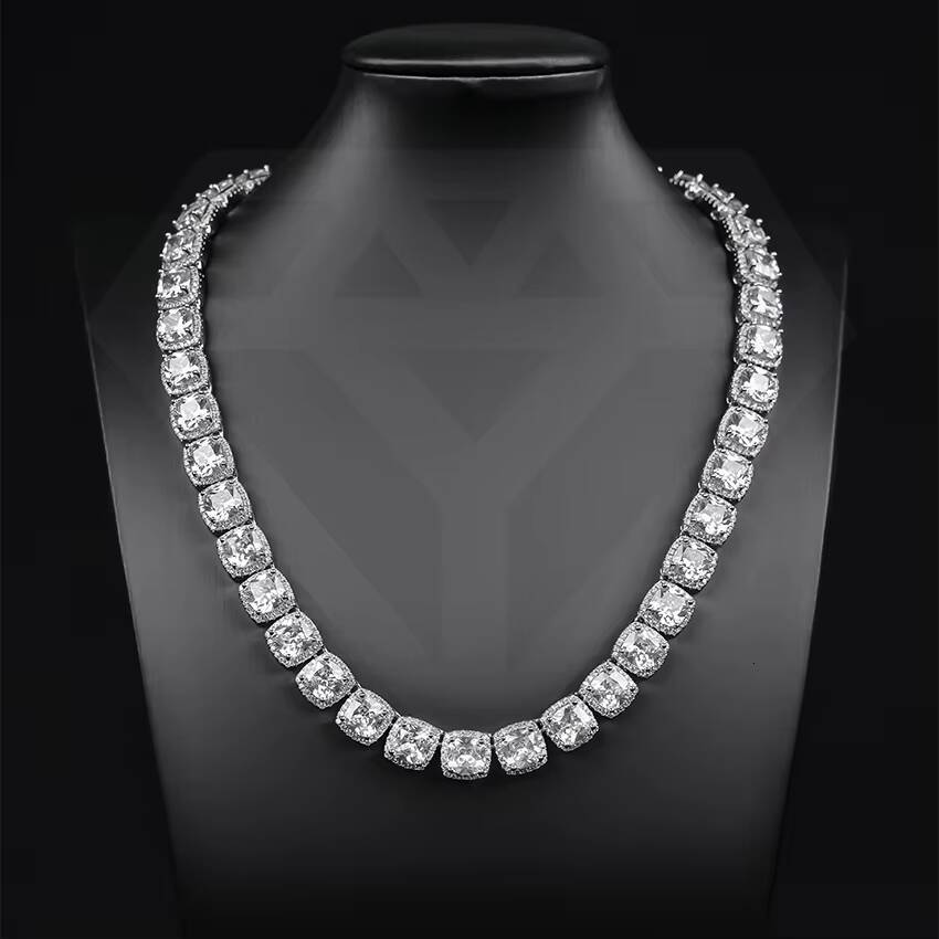 10mm Iced Gold Tennis Chain Necklace with Bling CZ Cubic Moissanite Diamonds Mens Hip Hop Clustered Bracelet for Parties and Gifts