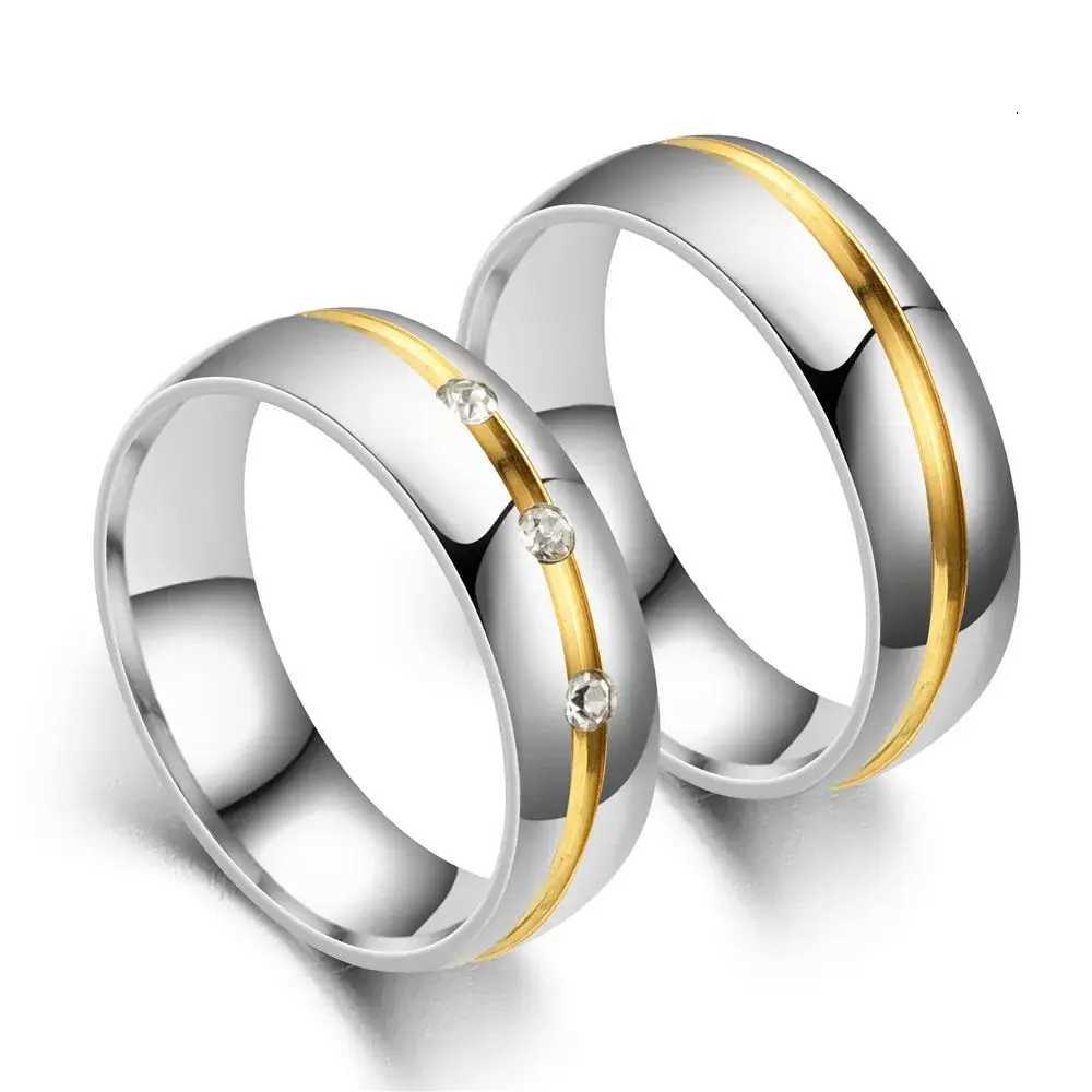 2025 Trendy Stainless Steel Couple Rings For Men Women Inlay Rhinestones Zirconia Rings Wedding Party Jewelry Festival Gifts W250911