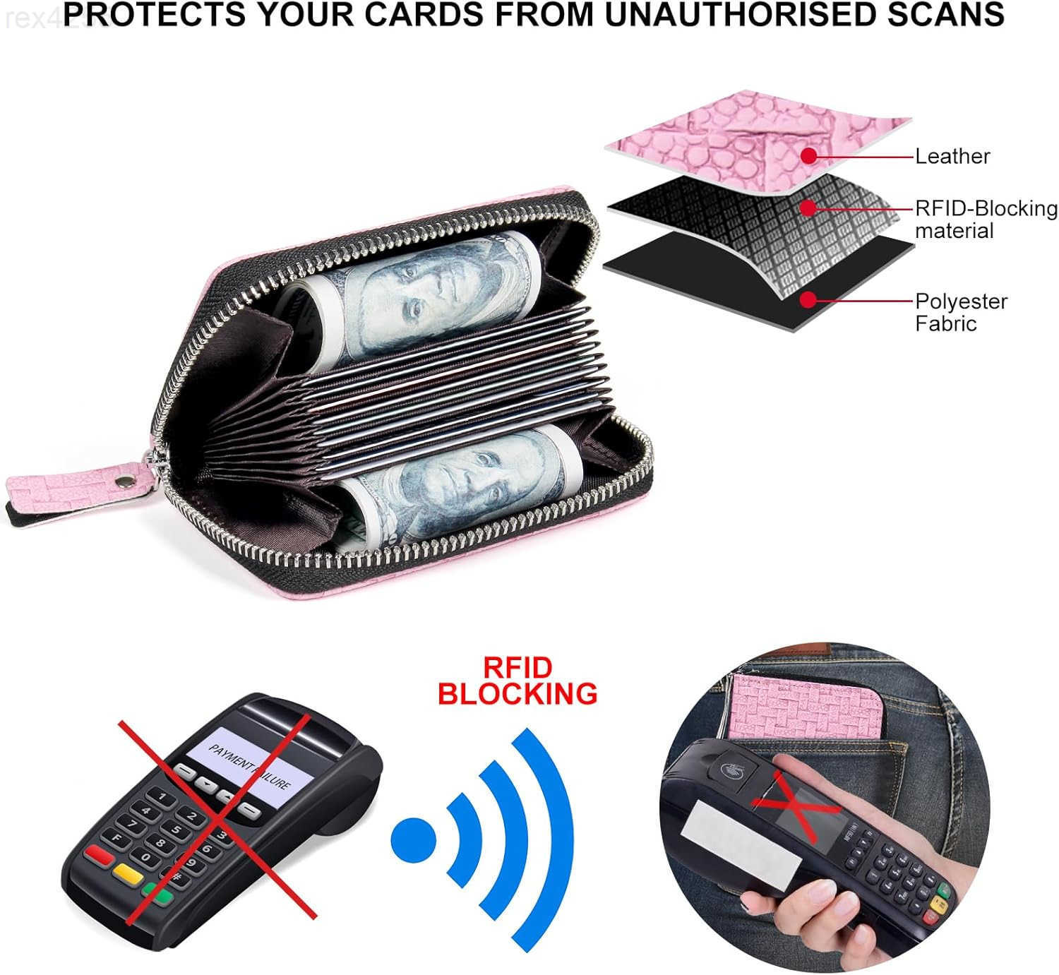 Credit Card Holder RFID Card Case Wallet Small Accordion Zipper Card Case Holder Card Organizer Case for Women MenW250911