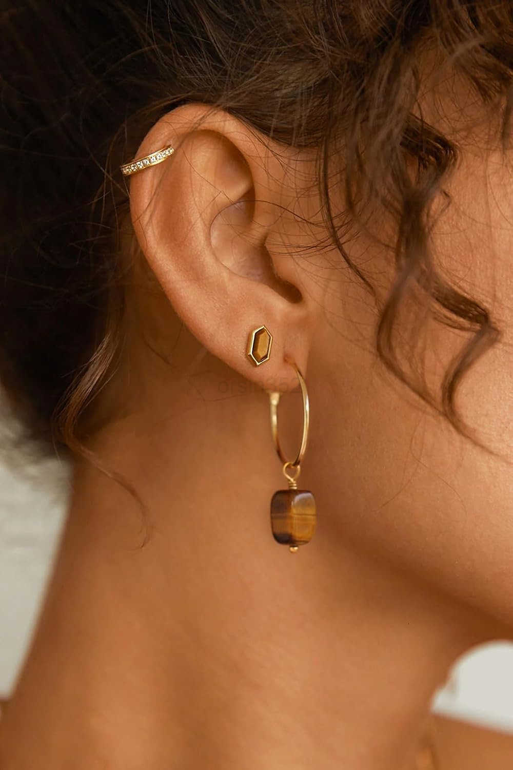 Gold Huggie Hoop Earrings with Charms Fashion Pearl Drop Dangle Earrings for Women Handmade Karma Circle Jewelry for Ladies Lightweight Pearl Earrings