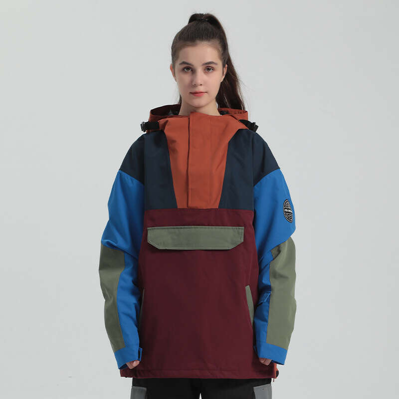 New Ski Suit Female Color Contrast Outdoor Sports Double Board Warm Wind Waterproof