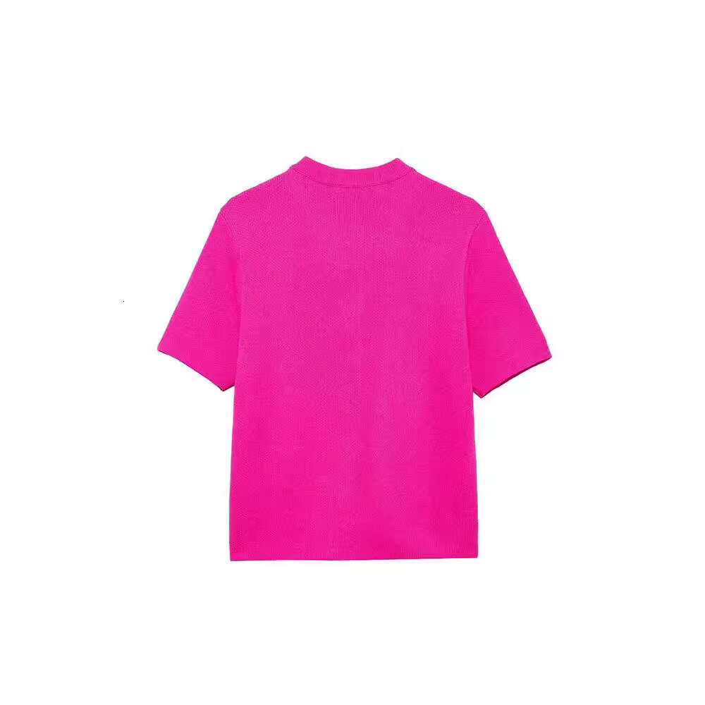 DHEssentials New Style Chanel-Inspired Round Neck Patch Pocket Button Design Short Sleeve Knitted Jacket for Women 6427031