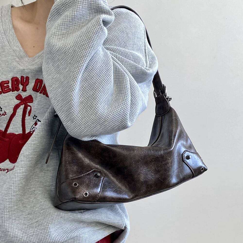 Pu Leather Retro Women's Underarm Cool Y2k Girls Vintage Small Shoulder Bags Simple Female Crossbody Bag Handbags Purse