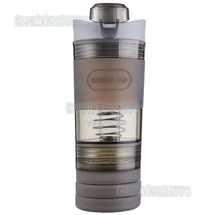 Material Shaker Cup with Foldable Gym Handle Plastic Sports Water Cup Protein Powder Shaker Cup H250911