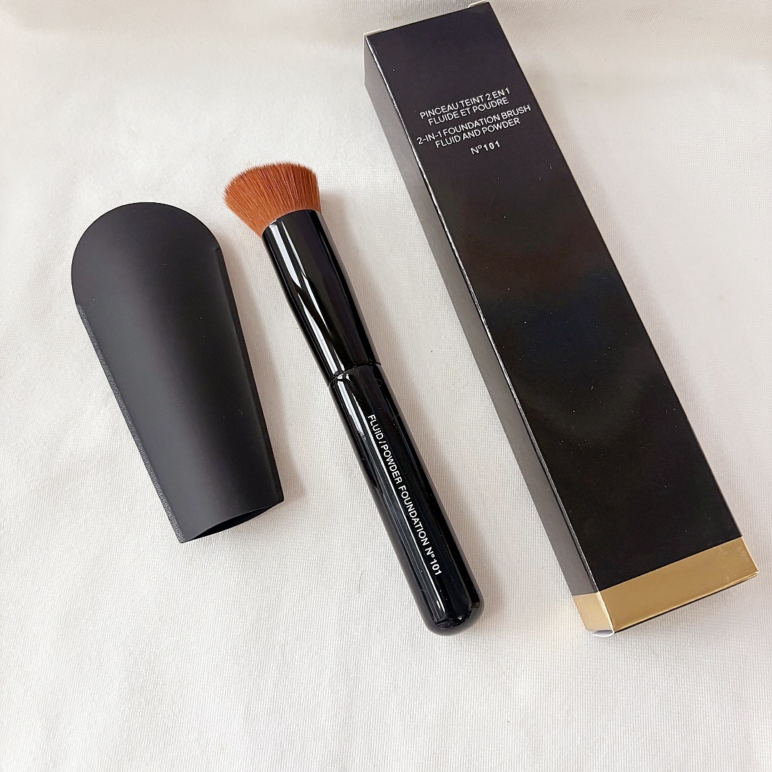 2-in-1 Foundation Brush Fluid and Powder No 101 Black Professional Angled Cream Liquid Foundation Makeup Brush