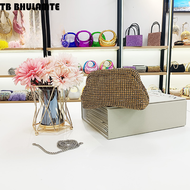 Free Shipping Designer Bag 2025 Luxury Bag Light Luxury Diamond-studded Shell Bag Rhinestone Evening Bag Women's Handheld Underarm Bag Diamond-st