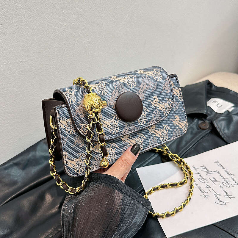 Designer Bag Vintage Elegant Shoulder Bags for Women Trendy Chain Women's Small Square Bag 2025 New Pattern Printed Phone Shoulder Crossbody Bag