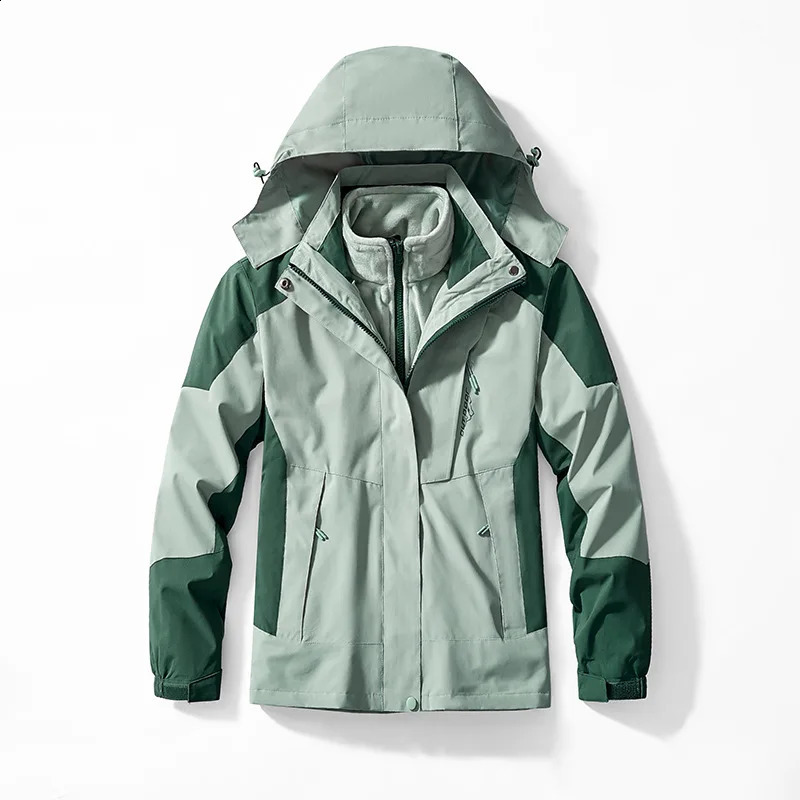 Unisex Twopieces Sets 3 in 1 Parkas Jackets Male Arrived Winter Men Outdoor Jacket Waterproof Hiking Coat Windbreaker 250911